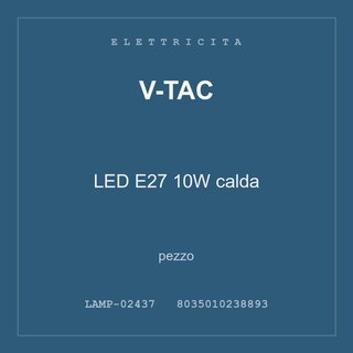 V-Tac LED E27 10W calda — conf. 2 pz