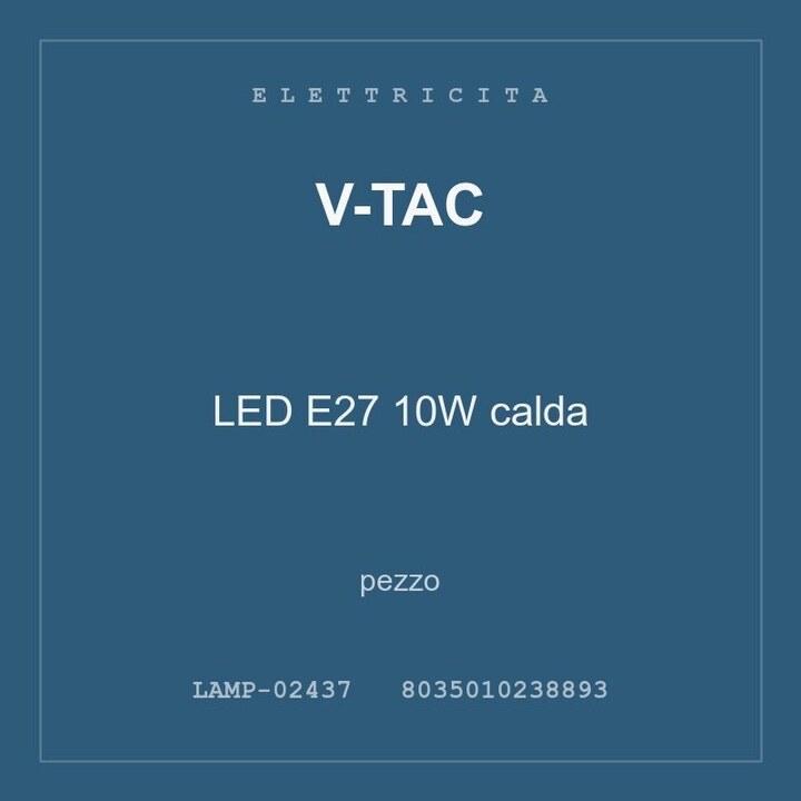 V-Tac LED E27 10W calda — conf. 2 pz