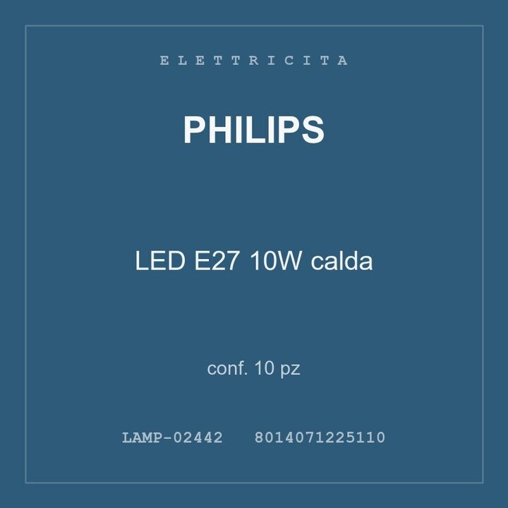 Philips LED E27 10W calda — conf. 30 pz