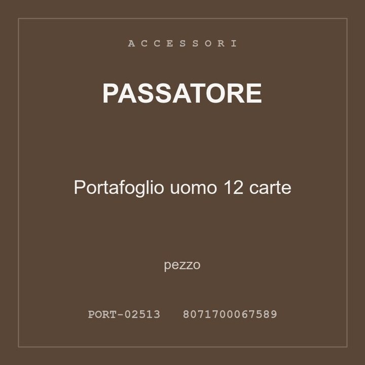 Passatore Portafoglio uomo 12 carte — pezzo