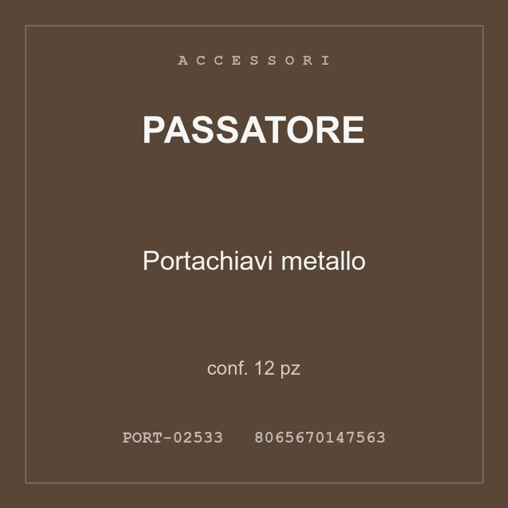 Passatore Portachiavi metallo — conf. 12 pz