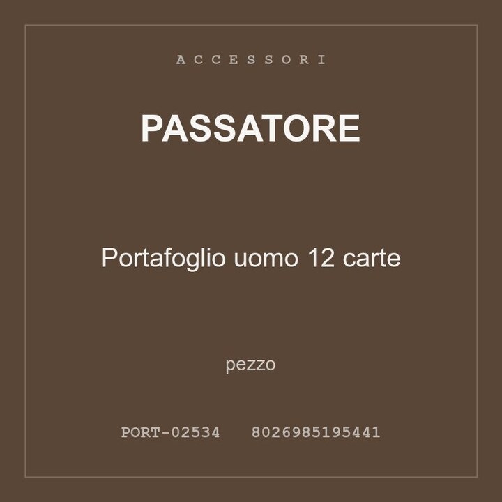 Passatore Portafoglio uomo 12 carte — conf. 4 pz