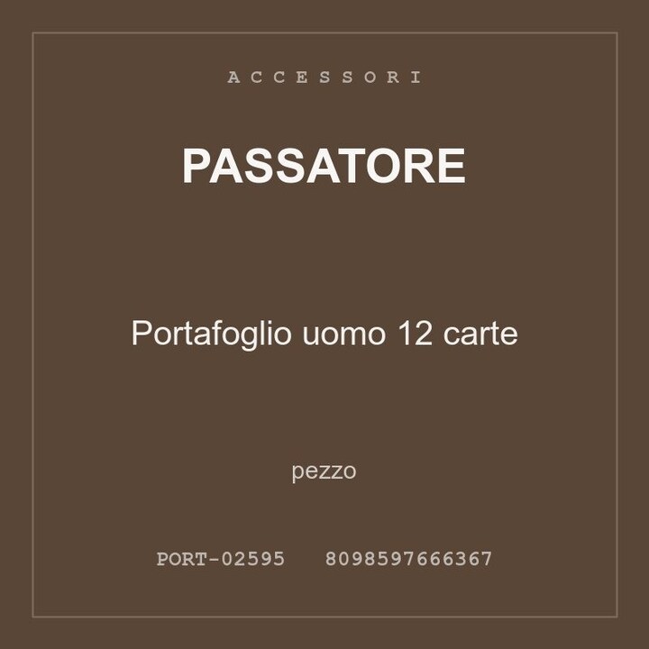 Passatore Portafoglio uomo 12 carte — conf. 8 pz
