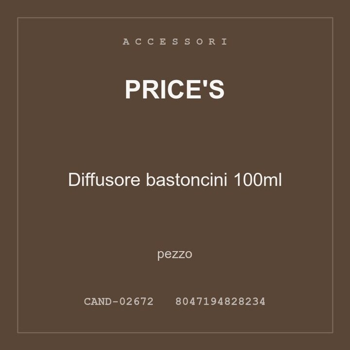 Price's Diffusore bastoncini 100ml — conf. 8 pz