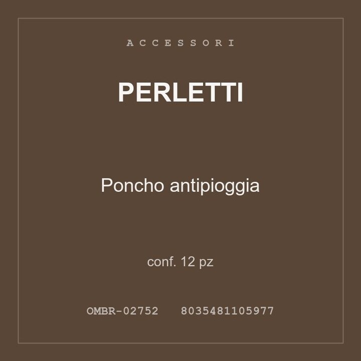 Perletti Poncho antipioggia — conf. 3 pz