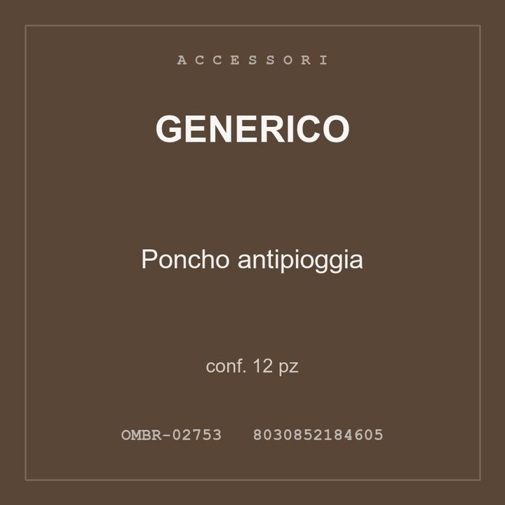 Generico Poncho antipioggia — conf. 6 pz