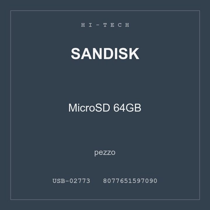 SanDisk MicroSD 64GB — pezzo