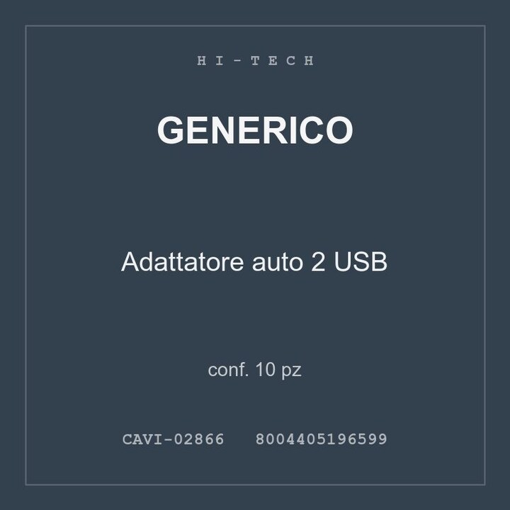 Generico Adattatore auto 2 USB — conf. 10 pz
