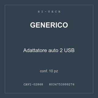 Generico Adattatore auto 2 USB — conf. 5 pz