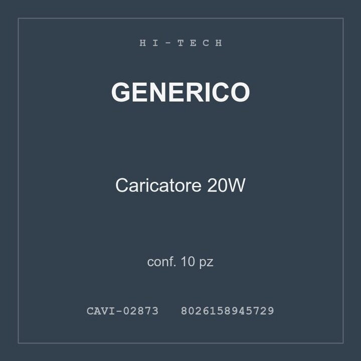 Generico Caricatore 20W — conf. 10 pz