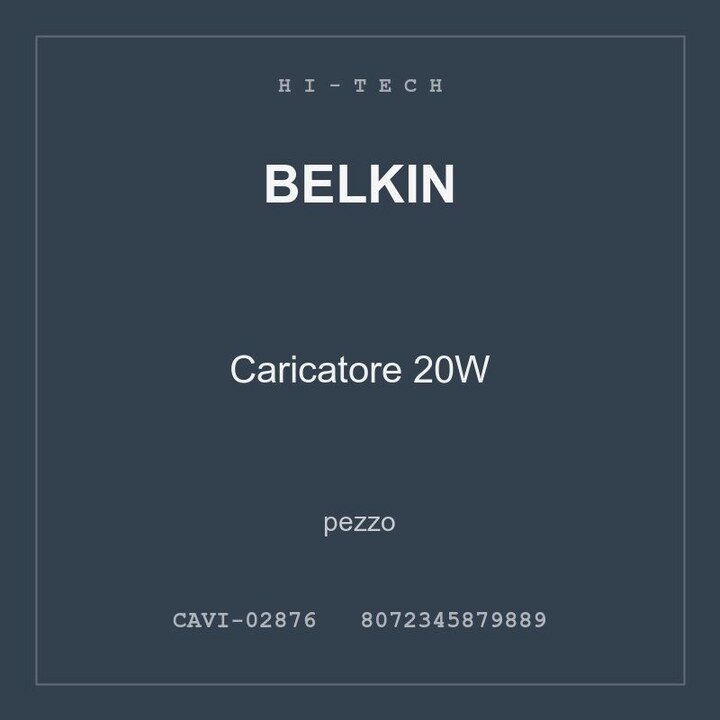 Belkin Caricatore 20W — pezzo