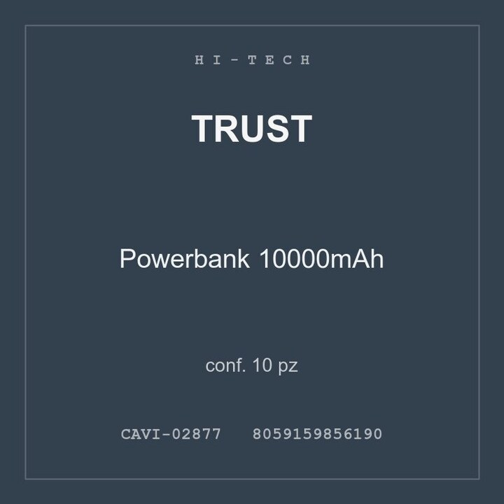 Trust Powerbank 10000mAh — conf. 10 pz