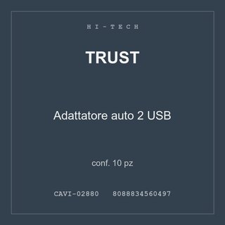 Trust Adattatore auto 2 USB — conf. 10 pz