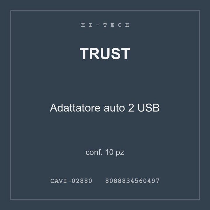 Trust Adattatore auto 2 USB — conf. 10 pz