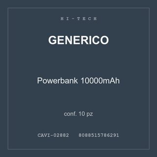 Generico Powerbank 10000mAh — conf. 5 pz