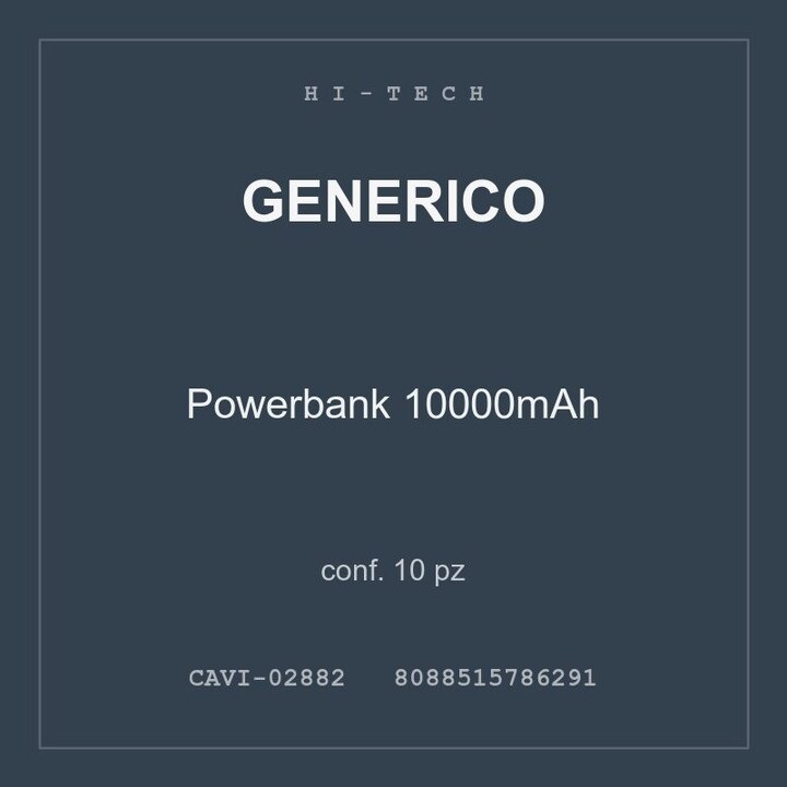 Generico Powerbank 10000mAh — conf. 5 pz