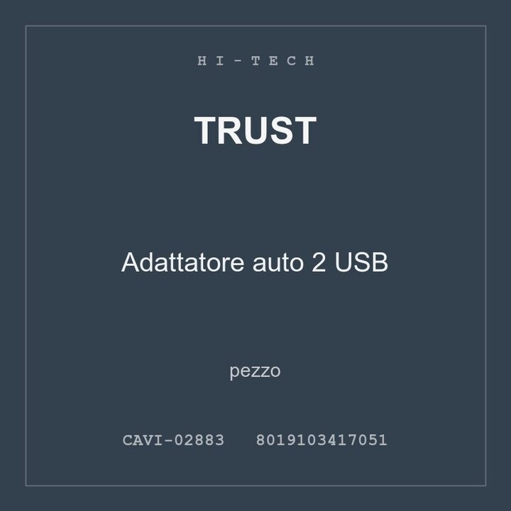 Trust Adattatore auto 2 USB — conf. 2 pz