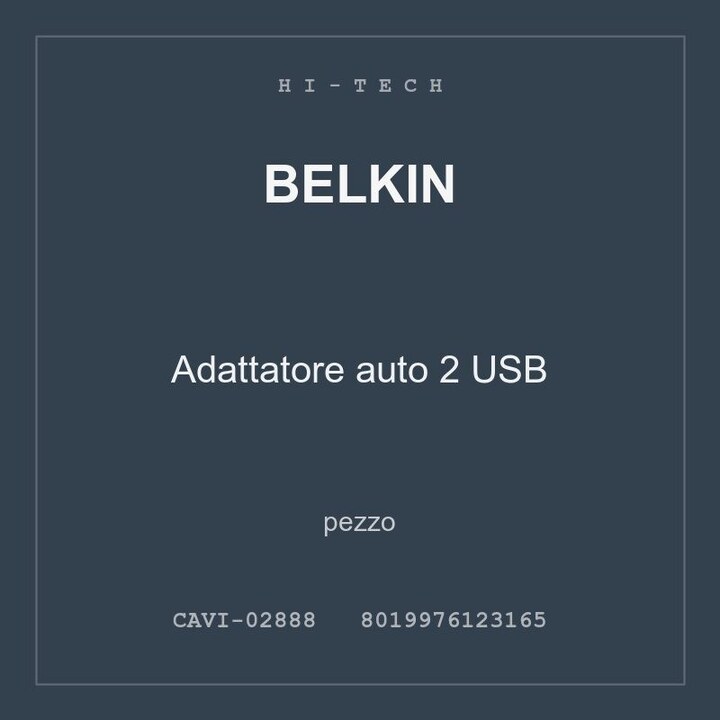 Belkin Adattatore auto 2 USB — pezzo