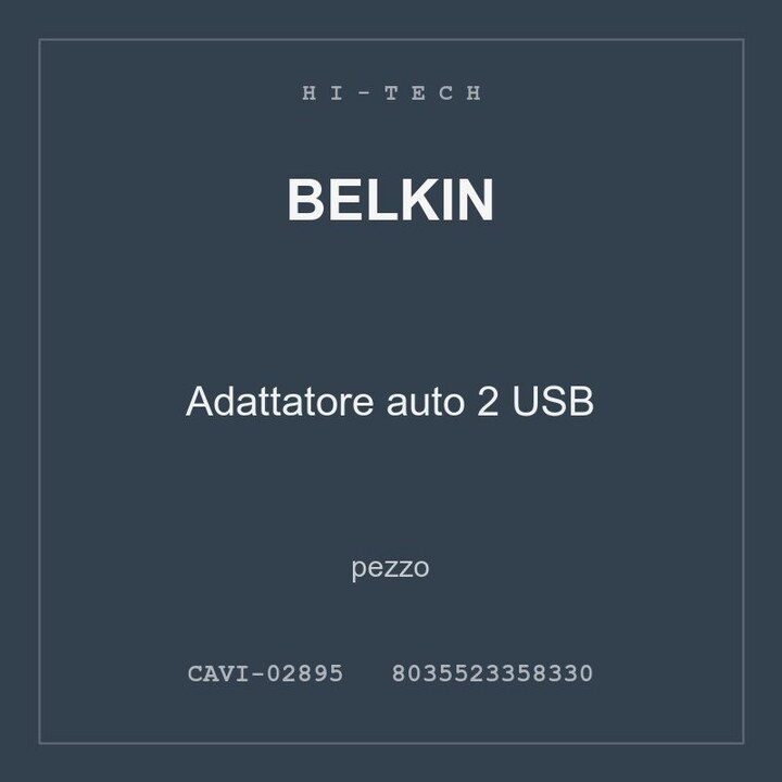 Belkin Adattatore auto 2 USB — conf. 2 pz