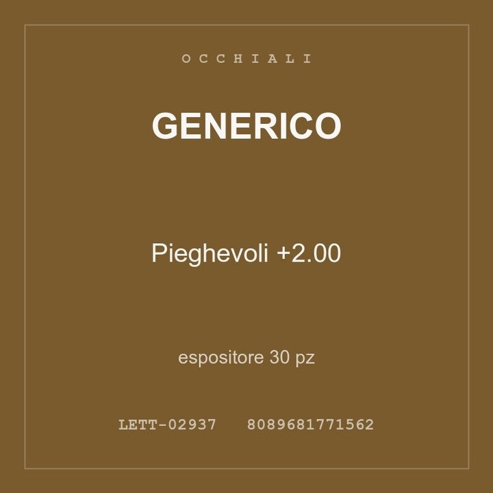 Generico Pieghevoli +2.00 — espositore 30 pz