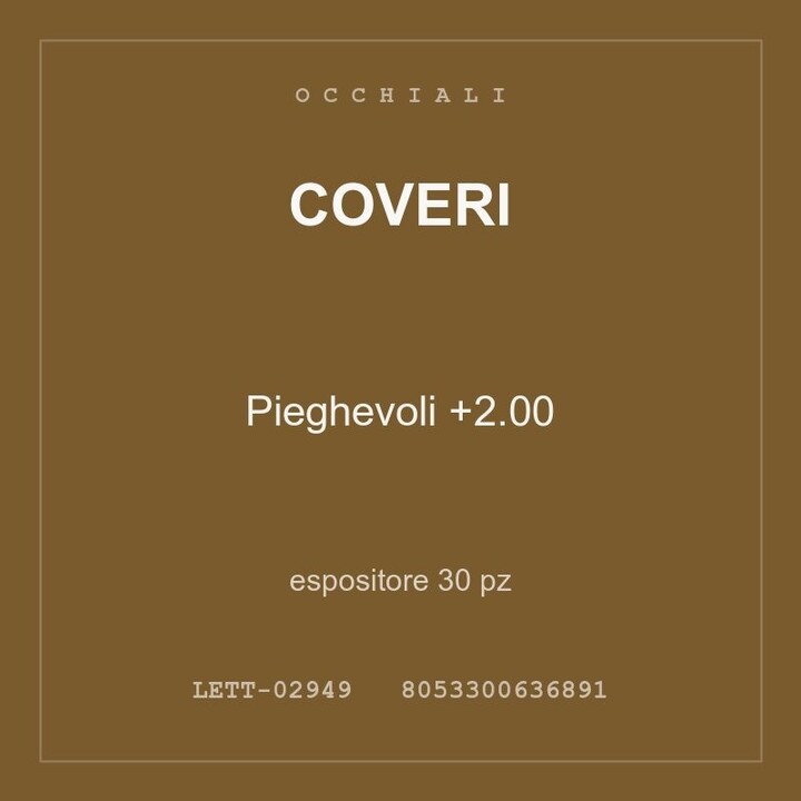 Coveri Pieghevoli +2.00 — espositore 30 pz