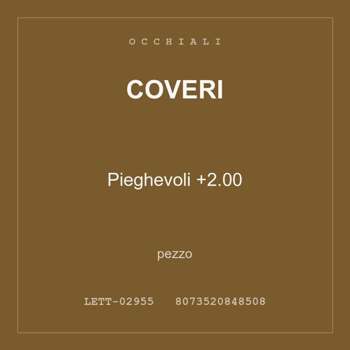 Coveri Pieghevoli +2.00 — pezzo