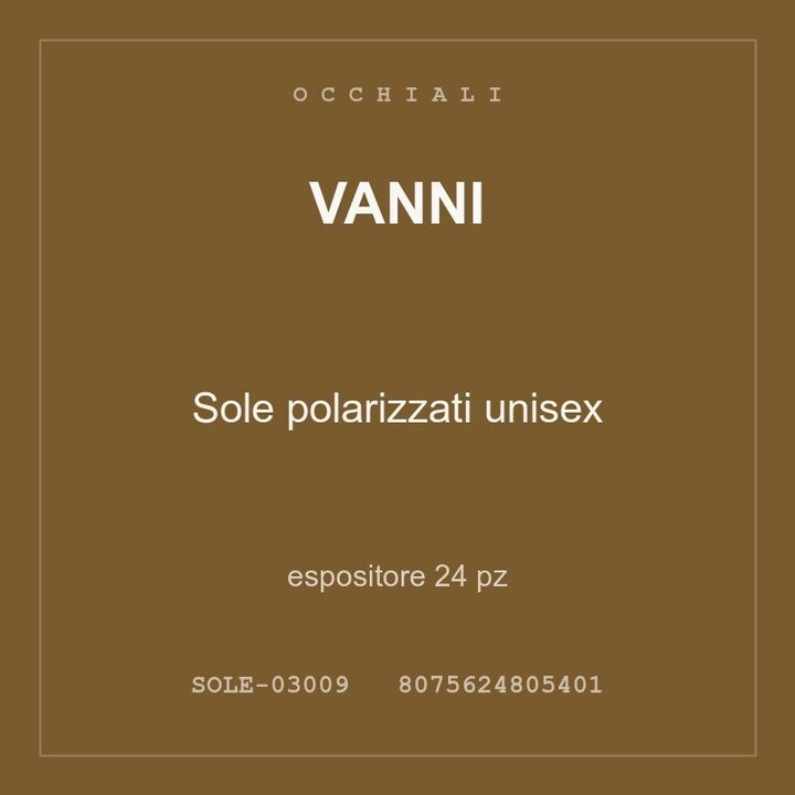 Vanni Sole polarizzati unisex — espositore 12 pz