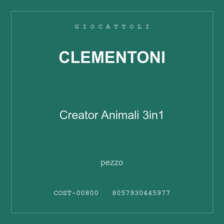 Clementoni Creator Animali 3in1 — conf. 8 pz