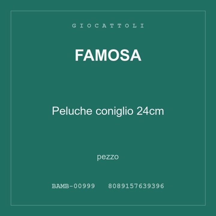 Famosa Peluche coniglio 24cm — conf. 8 pz