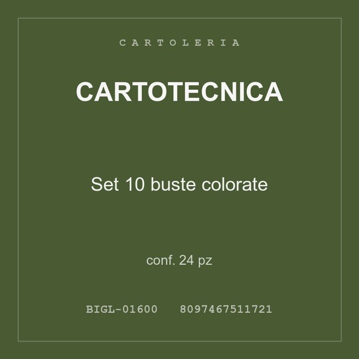 Cartotecnica Set 10 buste colorate — conf. 70 pz