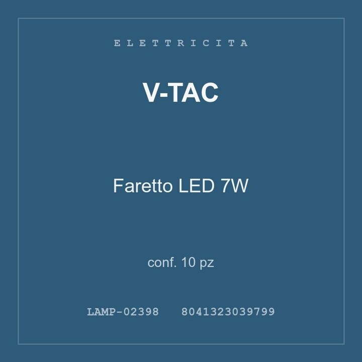 V-Tac Faretto LED 7W — conf. 10 pz