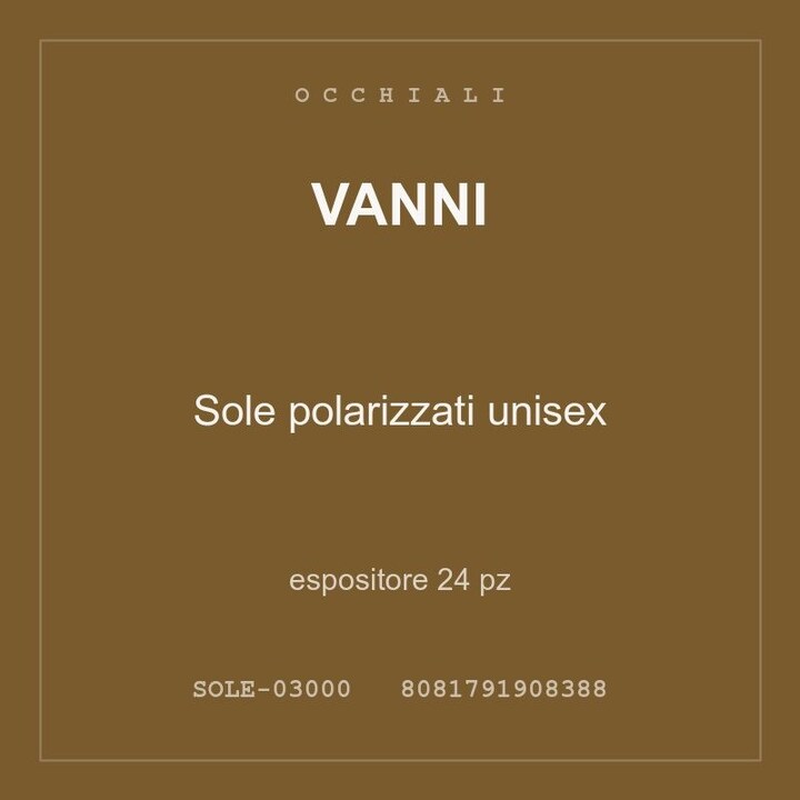 Vanni Sole polarizzati unisex — espositore 24 pz