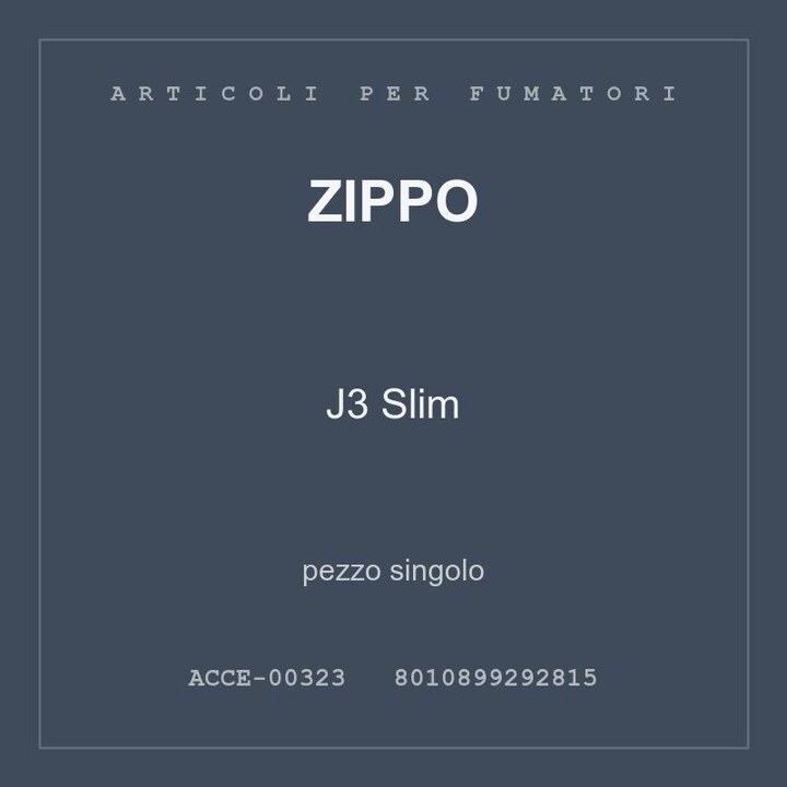 Zippo J3 Slim — pezzo singolo
