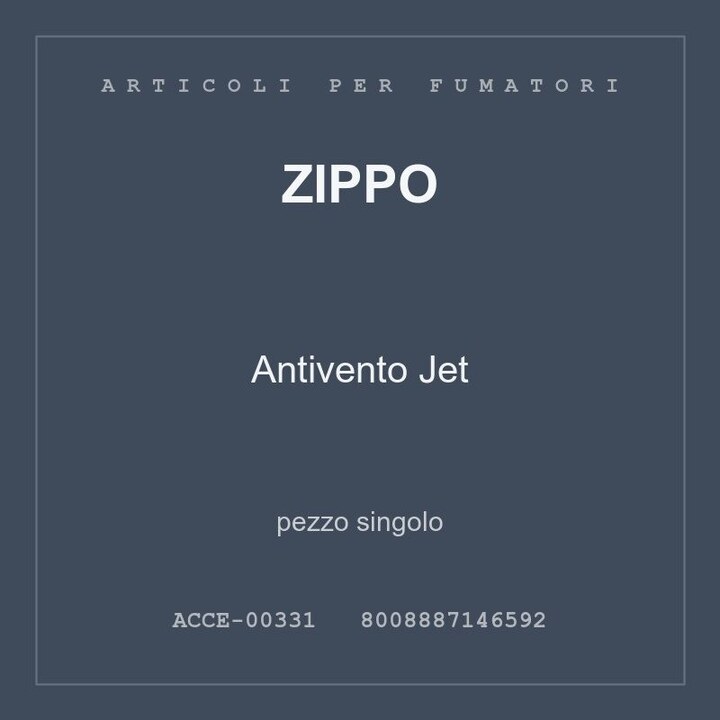 Zippo Antivento Jet — pezzo singolo