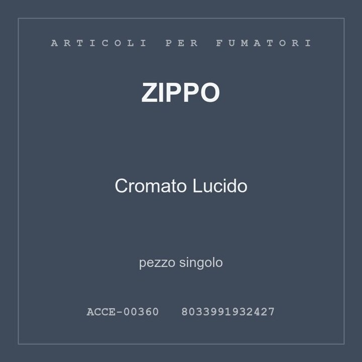 Zippo Cromato Lucido — pezzo singolo