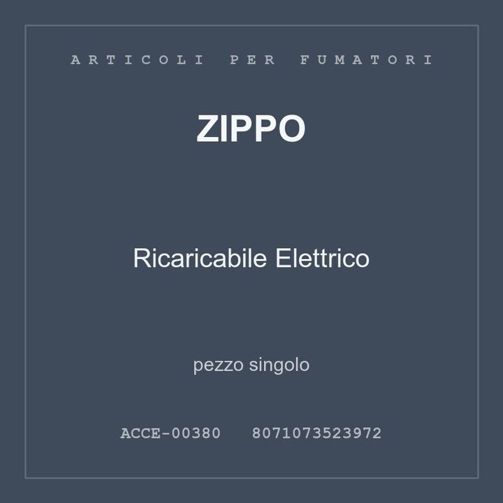 Zippo Ricaricabile Elettrico — pezzo singolo