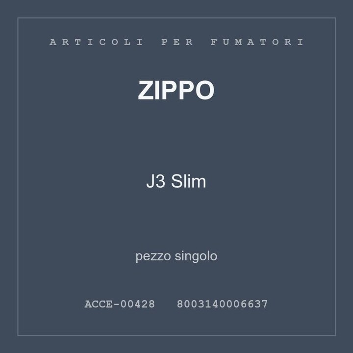 Zippo J3 Slim — conf. 4 pz