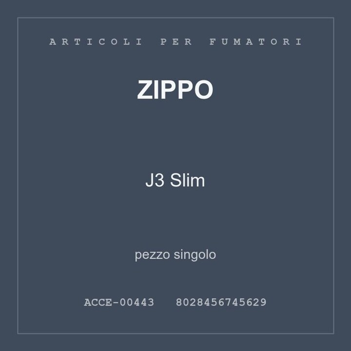 Zippo J3 Slim — conf. 8 pz