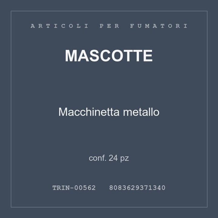 Mascotte Macchinetta metallo — conf. 24 pz