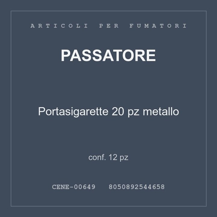 Passatore Portasigarette 20 pz metallo — conf. 12 pz