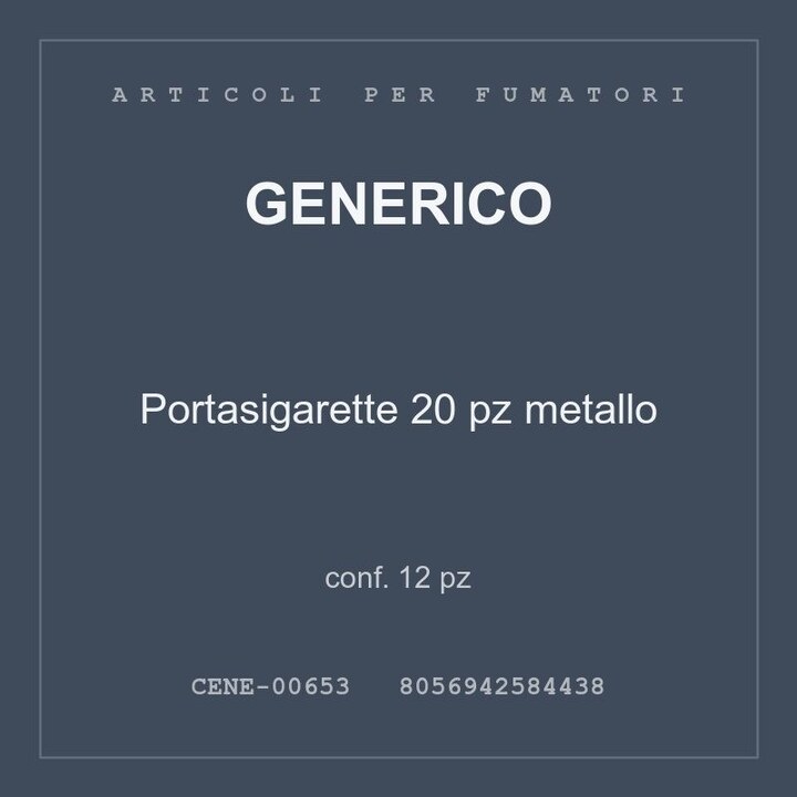 Generico Portasigarette 20 pz metallo — conf. 12 pz