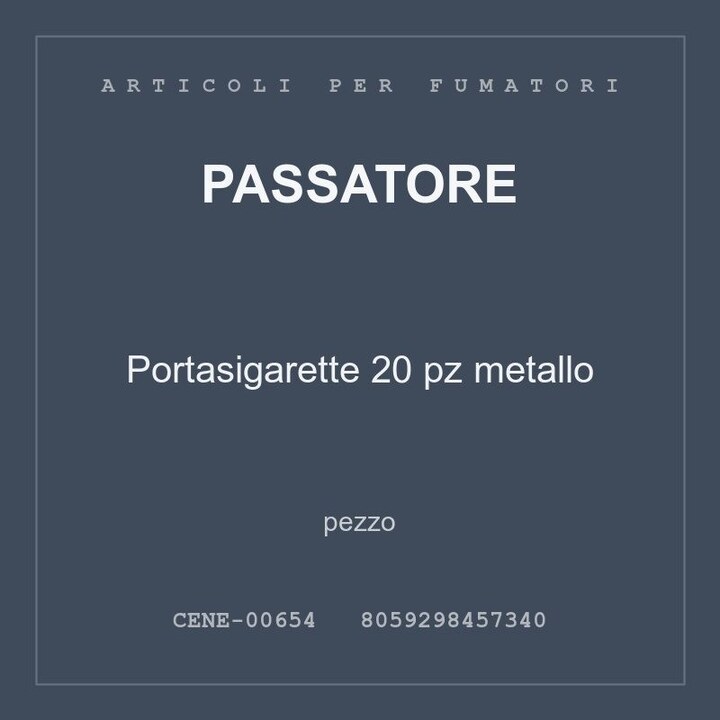 Passatore Portasigarette 20 pz metallo — conf. 2 pz