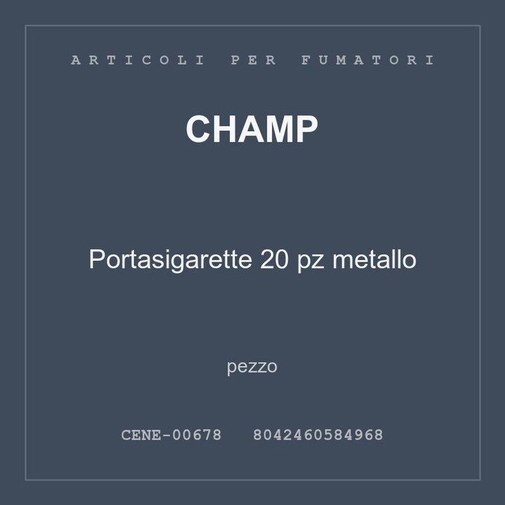 Champ Portasigarette 20 pz metallo — conf. 3 pz