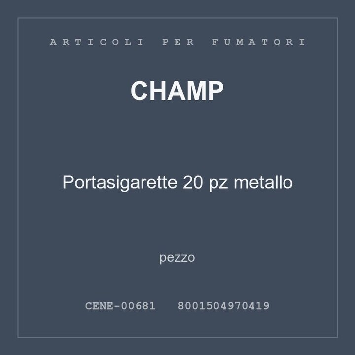 Champ Portasigarette 20 pz metallo — conf. 6 pz