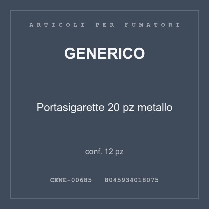 Generico Portasigarette 20 pz metallo — conf. 6 pz