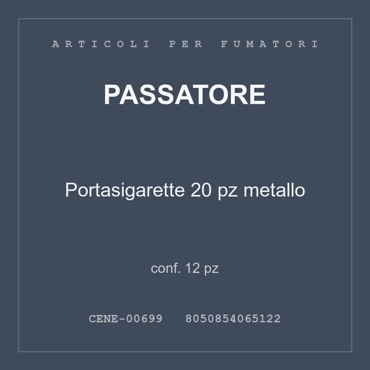 Passatore Portasigarette 20 pz metallo — conf. 6 pz