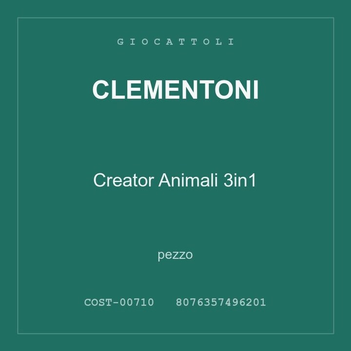 Clementoni Creator Animali 3in1 — pezzo