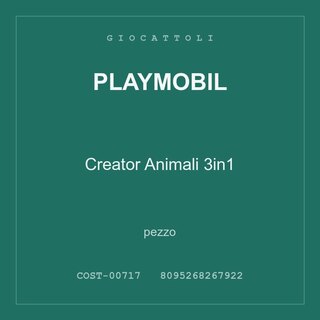 Playmobil Creator Animali 3in1 — pezzo