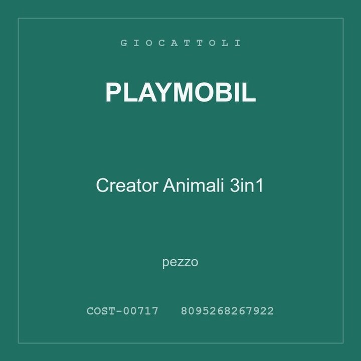 Playmobil Creator Animali 3in1 — pezzo