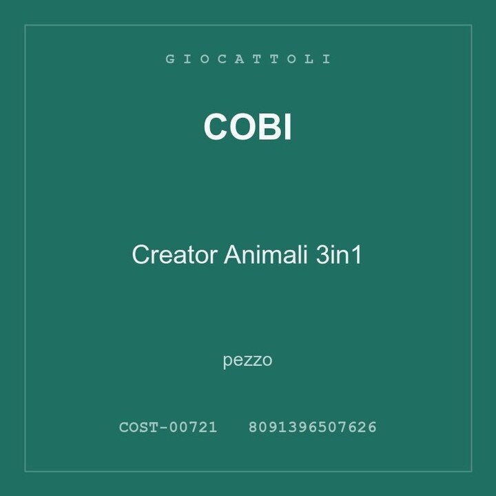 Cobi Creator Animali 3in1 — pezzo